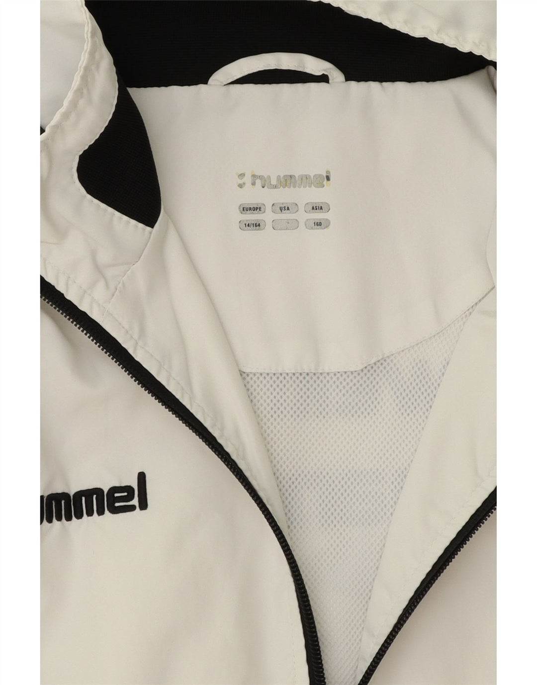 HUMMEL Boys Graphic Tracksuit Top Jacket 13-14 Years White Polyester Vintage Hummel and Second-Hand Hummel from Messina Hembry 