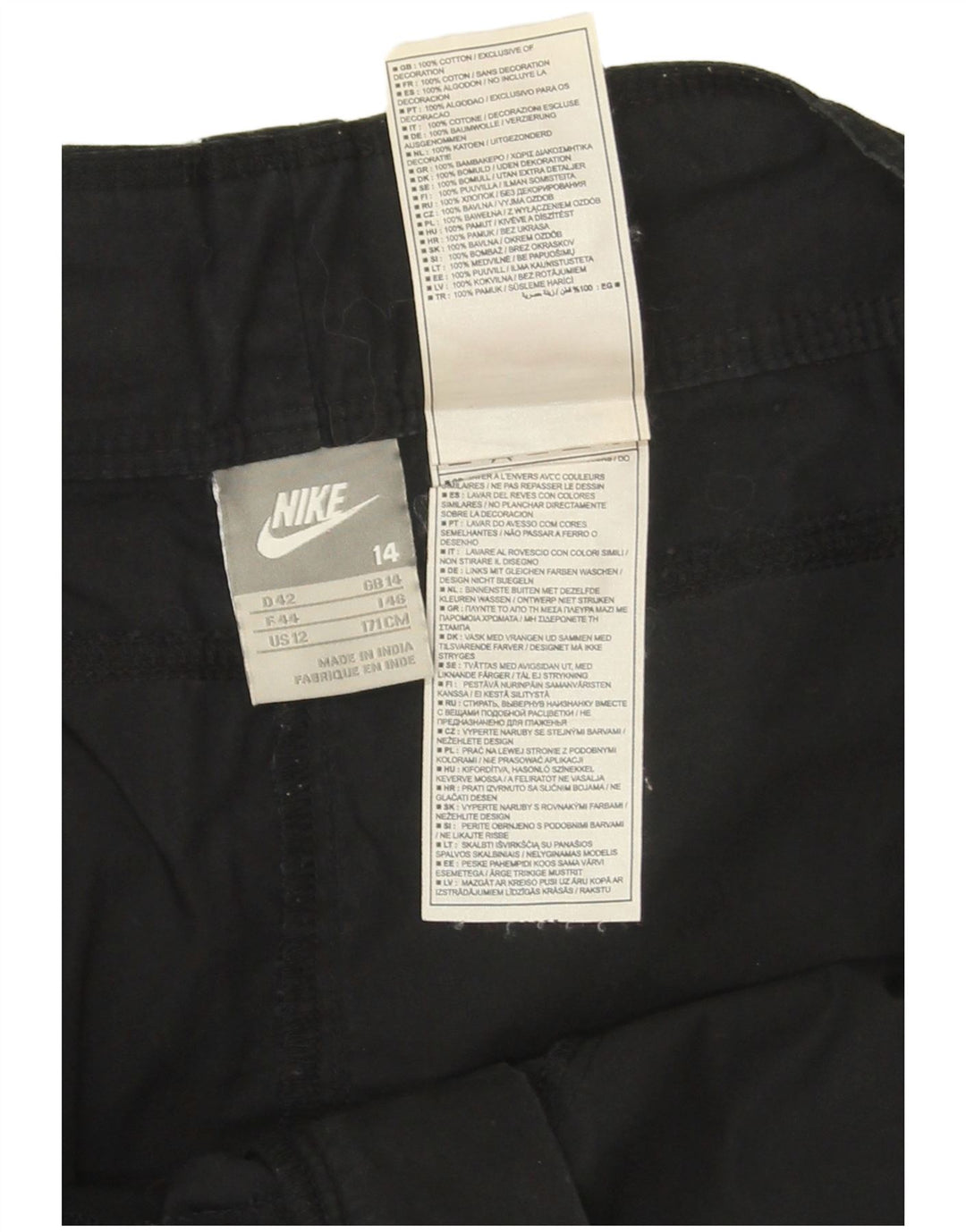 Fusta mini cargo Nike pentru femei UK 14 mare W34 bumbac negru