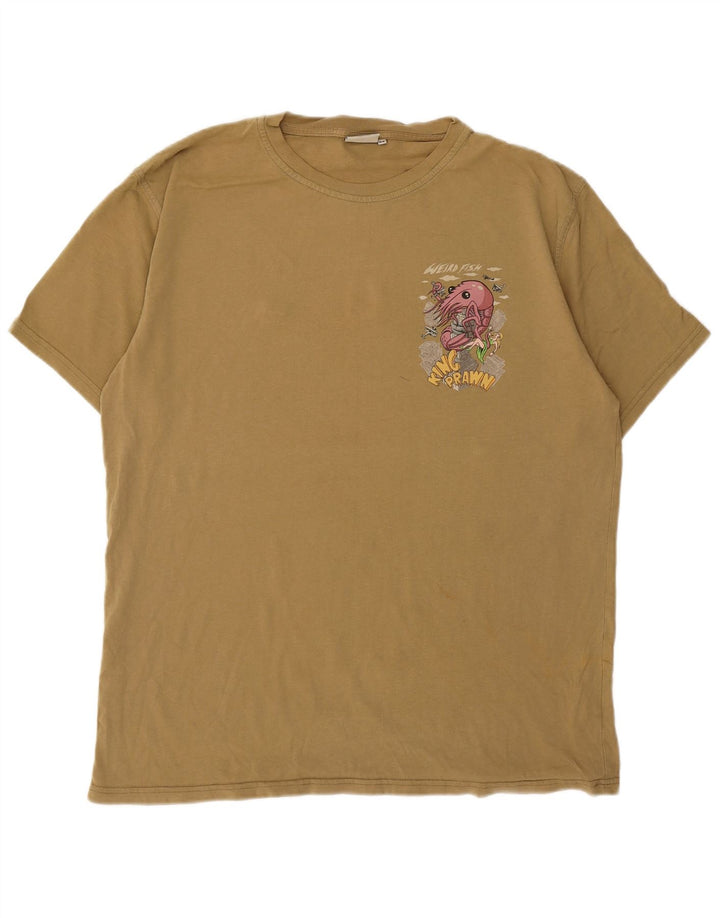 Tricou grafic pentru bărbați Weird Fish Top Mediu Kaki Bumbac
