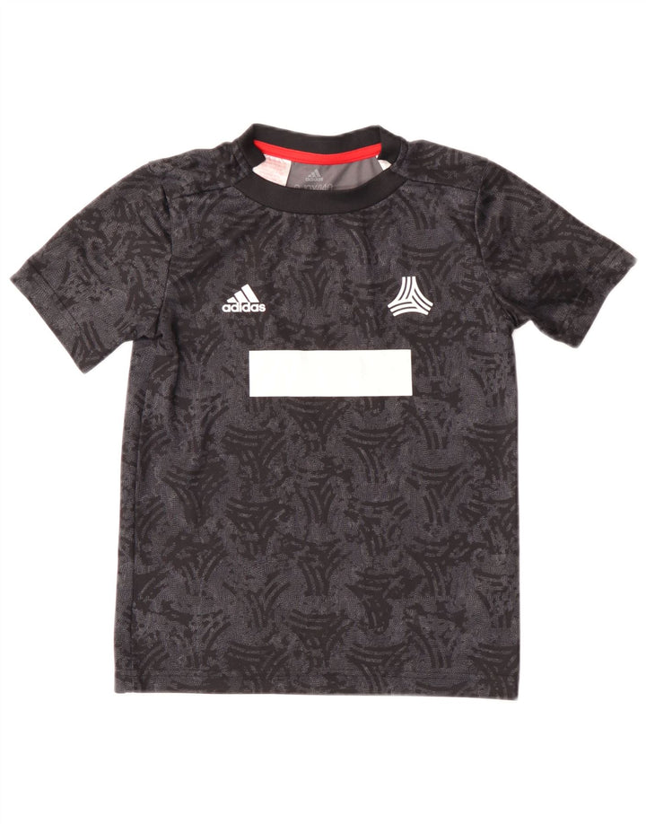 Tricou grafic pentru băieți Adidas Top 9-10 ani poliester geometric negru