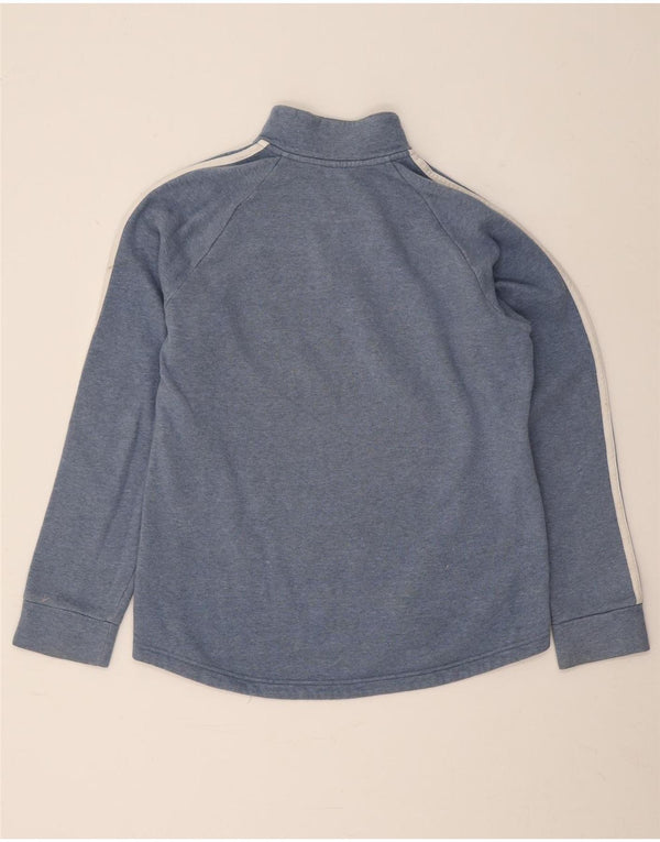 Pulover pentru femei Adidas, cu fermoar, cu gât, UK 12/14, bumbac albastru mediu
