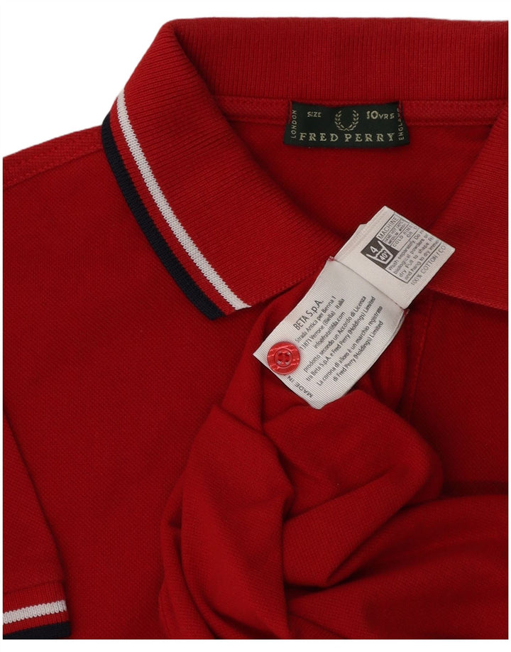 Fred Perry tricou polo băieți 9-10 ani bumbac roșu