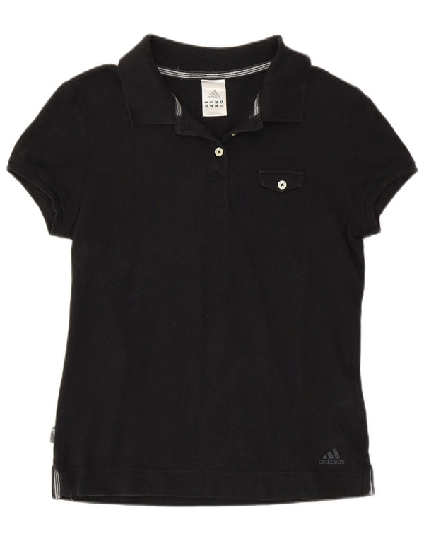 Tricou polo Adidas pentru femei UK 12, bumbac mediu negru