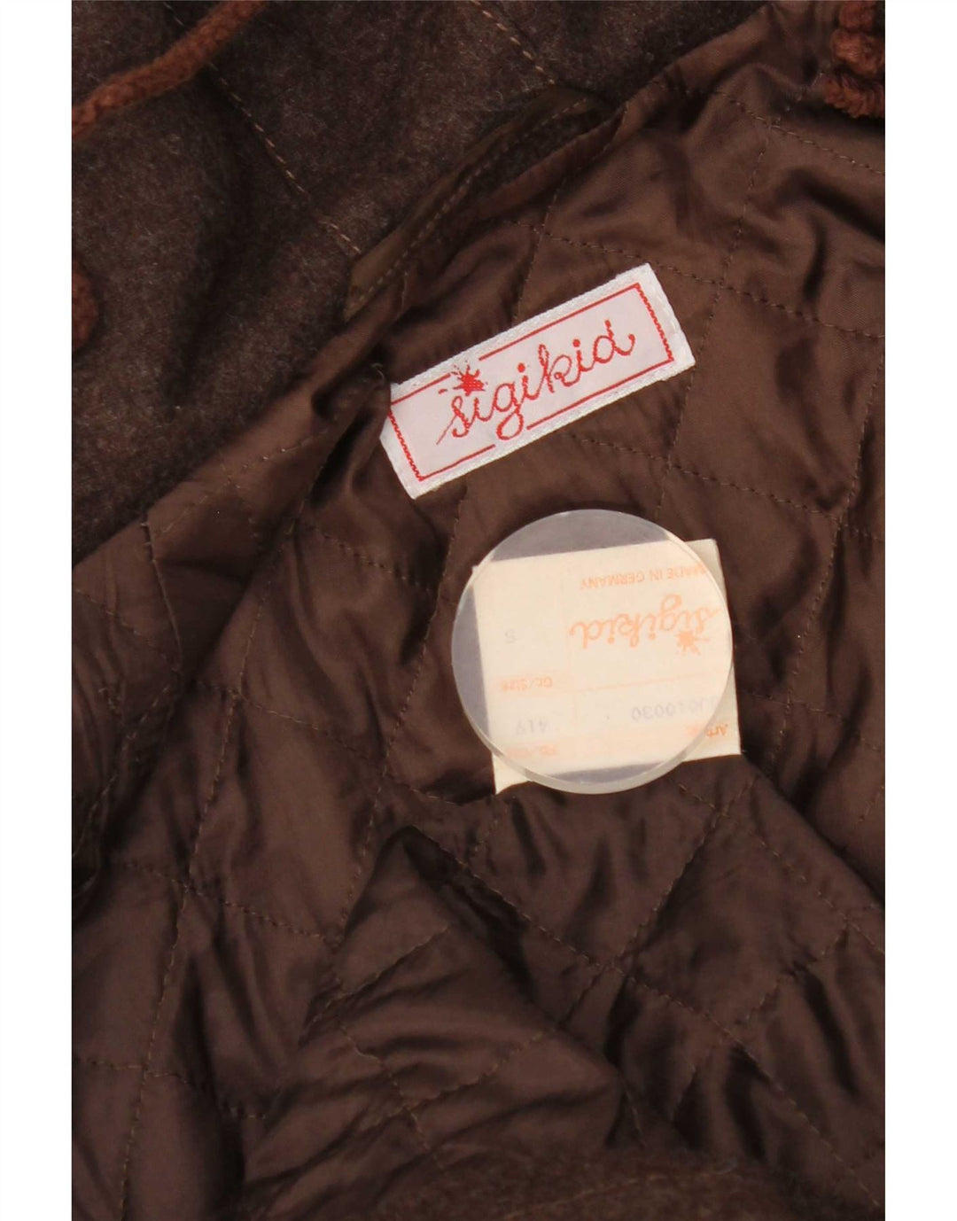 Jachetă Parka cu glugă supradimensionată pentru femei Vintage UK 10 Lână maro mică
