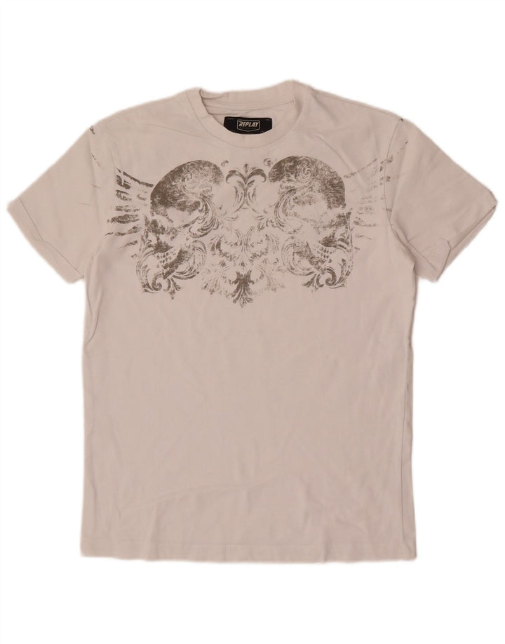 Tricou grafic pentru bărbați Replay Top mic alb