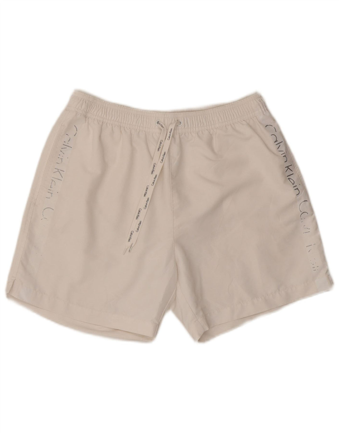 Pantaloni scurți de înot grafic Calvin Klein pentru bărbați, poliester alb mediu