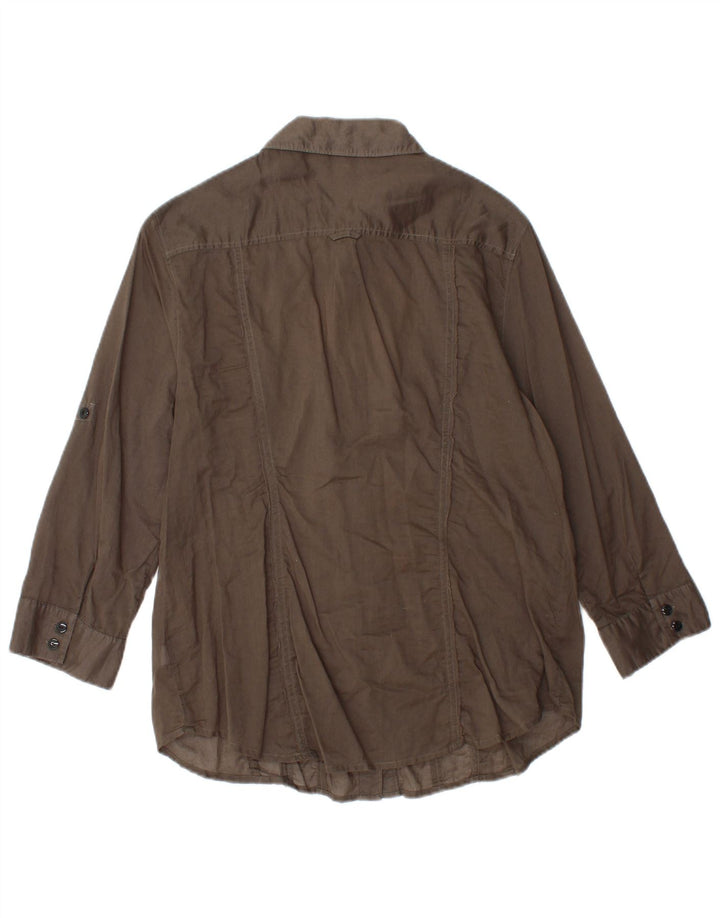 Cămașă pentru femei CALVIN KLEIN cu mâneci 3/4 cu volan în față UK 14, mare, maro, bumbac