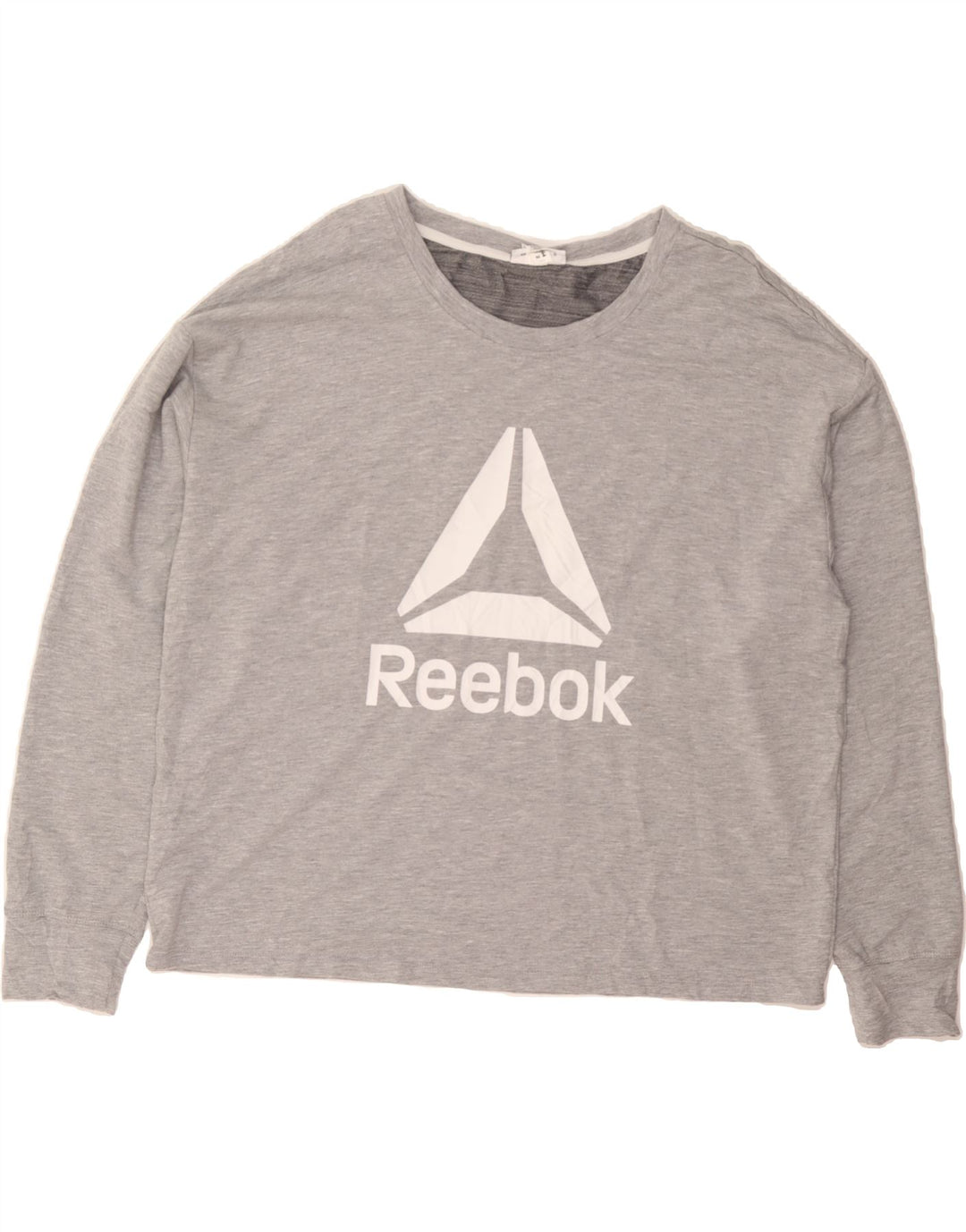 REEBOK Womens Graphic Sweatshirt Jumper UK 20 2XL Grey Rayon Vintage Reebok and Second-Hand Reebok from Messina Hembry 