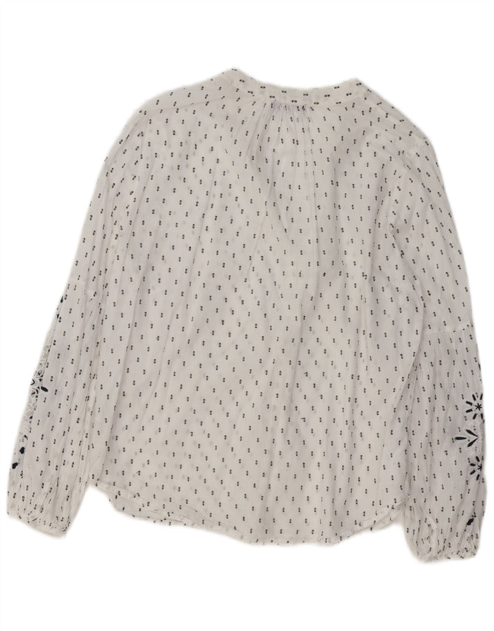 MINT VELVET Bluză cămașă cu grafică pentru femei UK 14, mare, alb, floral, bumbac