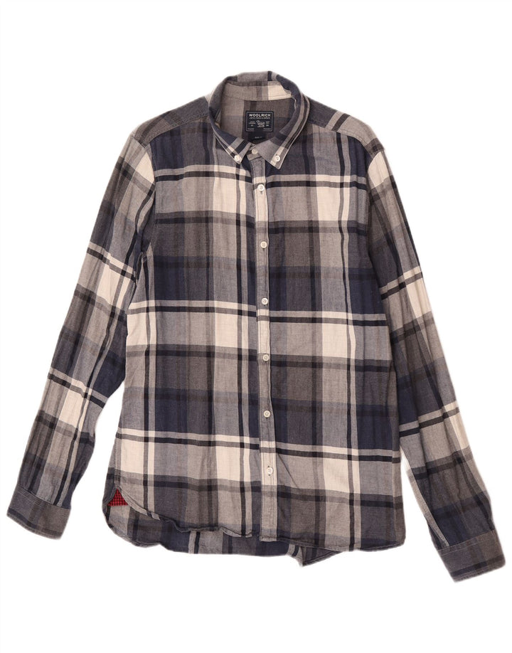 Cămașă de flanel pentru bărbați Woolrich, carouri, albastru bleumarin mediu