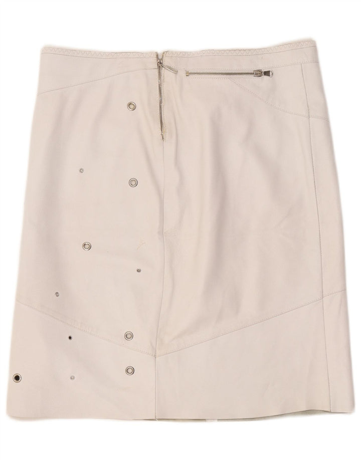 Fusta din piele vintage pentru femei W36 XL alb