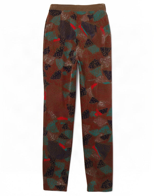 Pantaloni casual de damă vintage cu model abstract IT 44 Medium W26 L34 Maro
