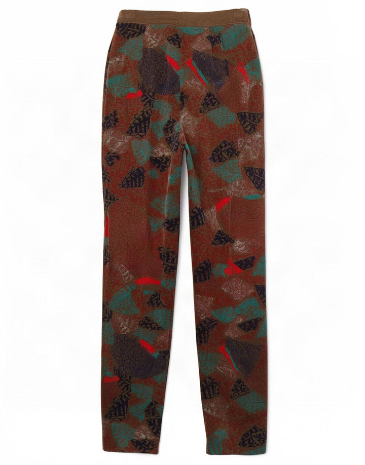 Pantaloni casual de damă vintage cu model abstract IT 44 Medium W26 L34 Maro