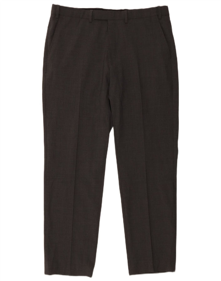 Pantaloni de costum pentru bărbați Marks & Spencer, cu tăiere obișnuită, L36 L31, lână gri