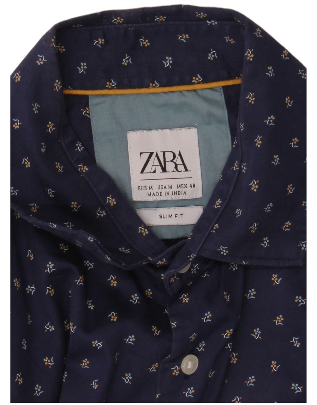 Cămașă ZARA Bărbați Slim Fit Mediu Bleumarin Floral