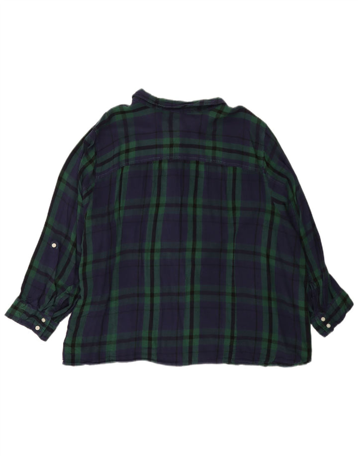 Cămașă de flanel pentru femei TOMMY HILFIGER UK 22 3XL, verde, carouri, raion