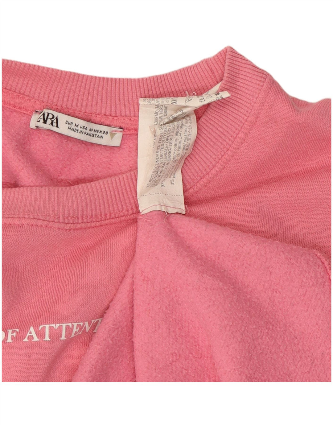 Pulover cu grafic pentru femei ZARA UK 14 Bumbac roz mediu