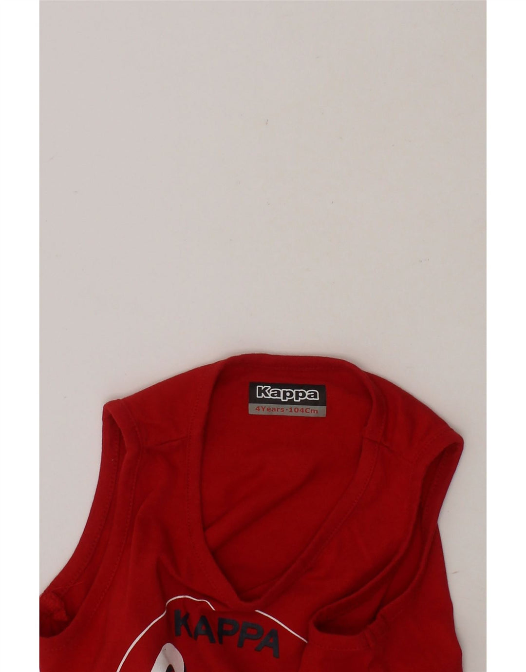KAPPA Boys Athletic Fit  Graphic Vest Top 3-4 Years Red Vintage Kappa and Second-Hand Kappa from Messina Hembry 