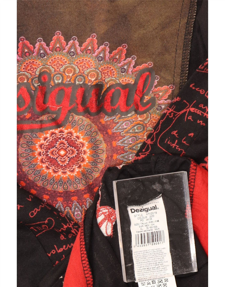 DESIGUAL Rochie A-Line cu mânecă lungă pentru femei UK 18 XL Negru Paisley