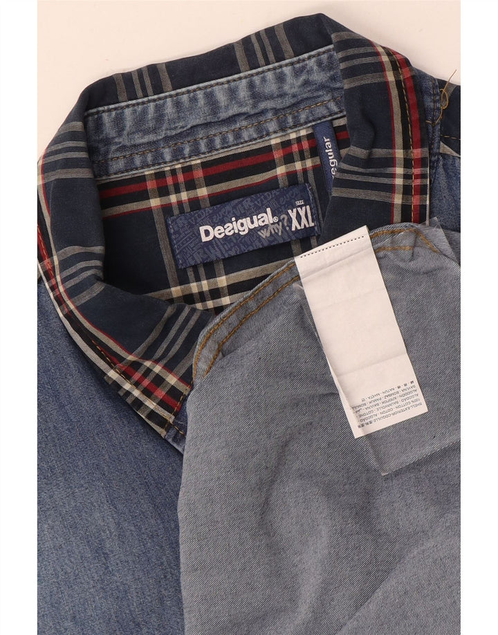 Cămașă Desigual pentru bărbați, de denim, 2XL, albastru, mozaic