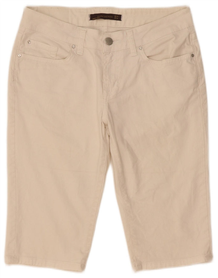Pantaloni scurți din denim pentru femei Zara EU 38 Small W28 Bej Bumbac
