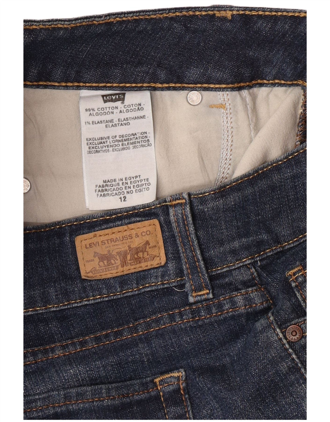 Blugi drepti pentru femei LEVI'S US 12 Large W34 L32 Blue Bumbac
