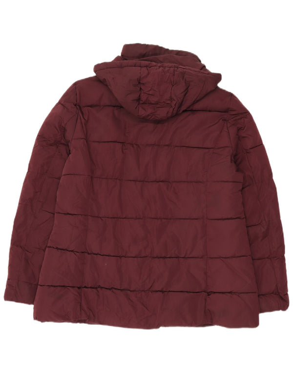 Jachetă căptușită cu glugă Tommy Hilfiger pentru femei UK 16 Poliester burgundy mare