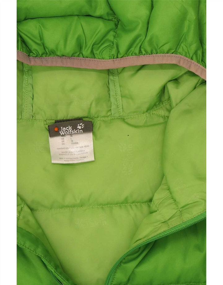 Jack Wolfskin Jachetă căptușită cu glugă pentru femei UK 16 Poliester verde mare