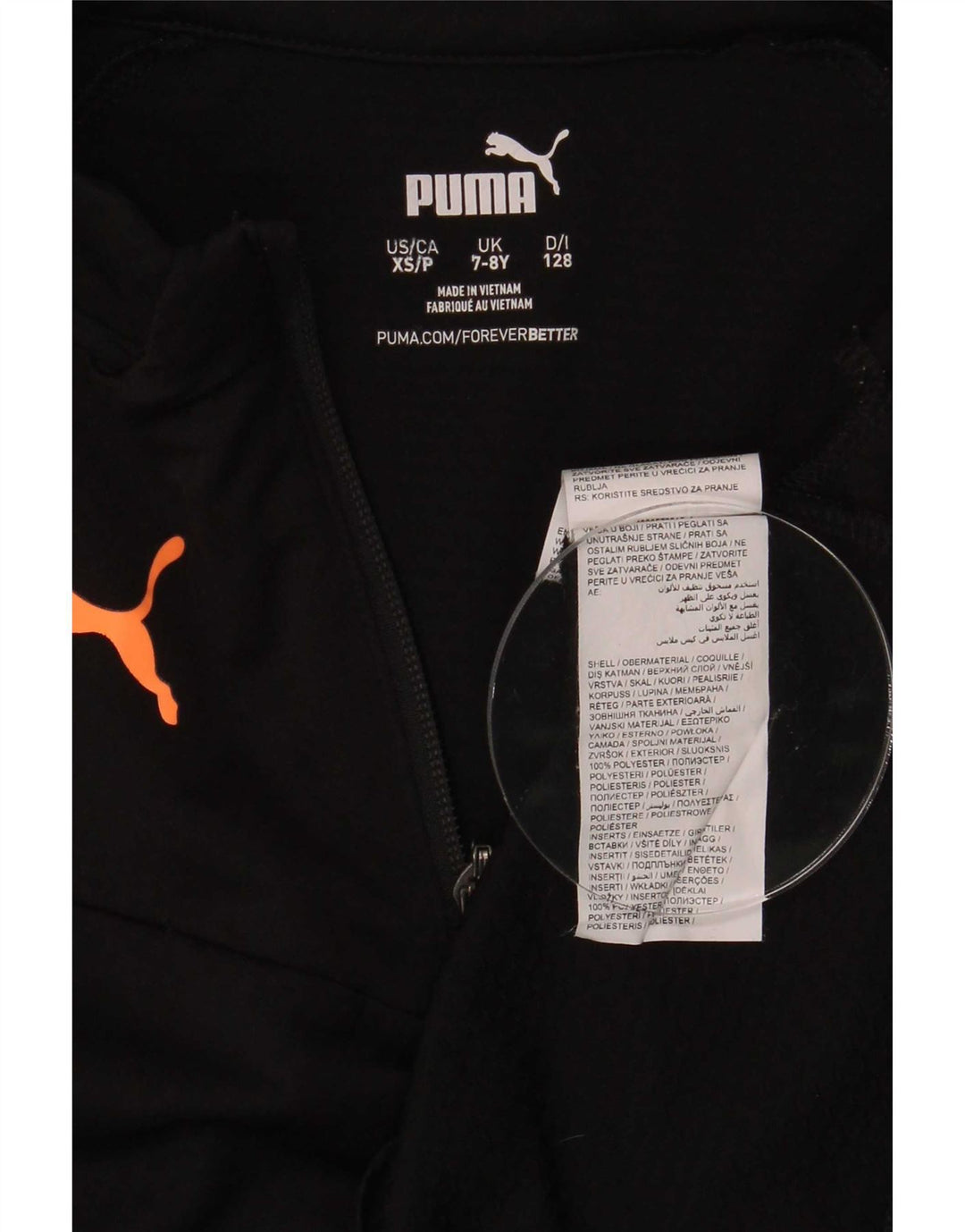 Trening Puma Boys Zip Neck Pullover Top 7-8 ani Poliester negru
