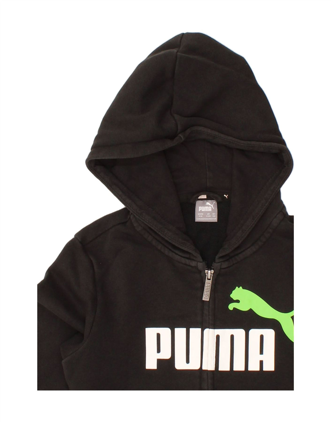PUMA Boys Graphic Zip Hoodie Sweater 9-10 Years Small Black Vintage Puma and Second-Hand Puma from Messina Hembry 