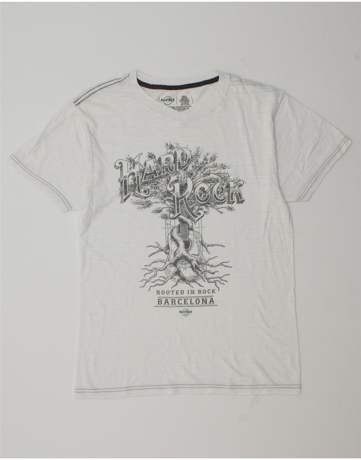 Tricou grafic Barcelona pentru bărbați Hard Rock Cafe Top mic poliester alb
