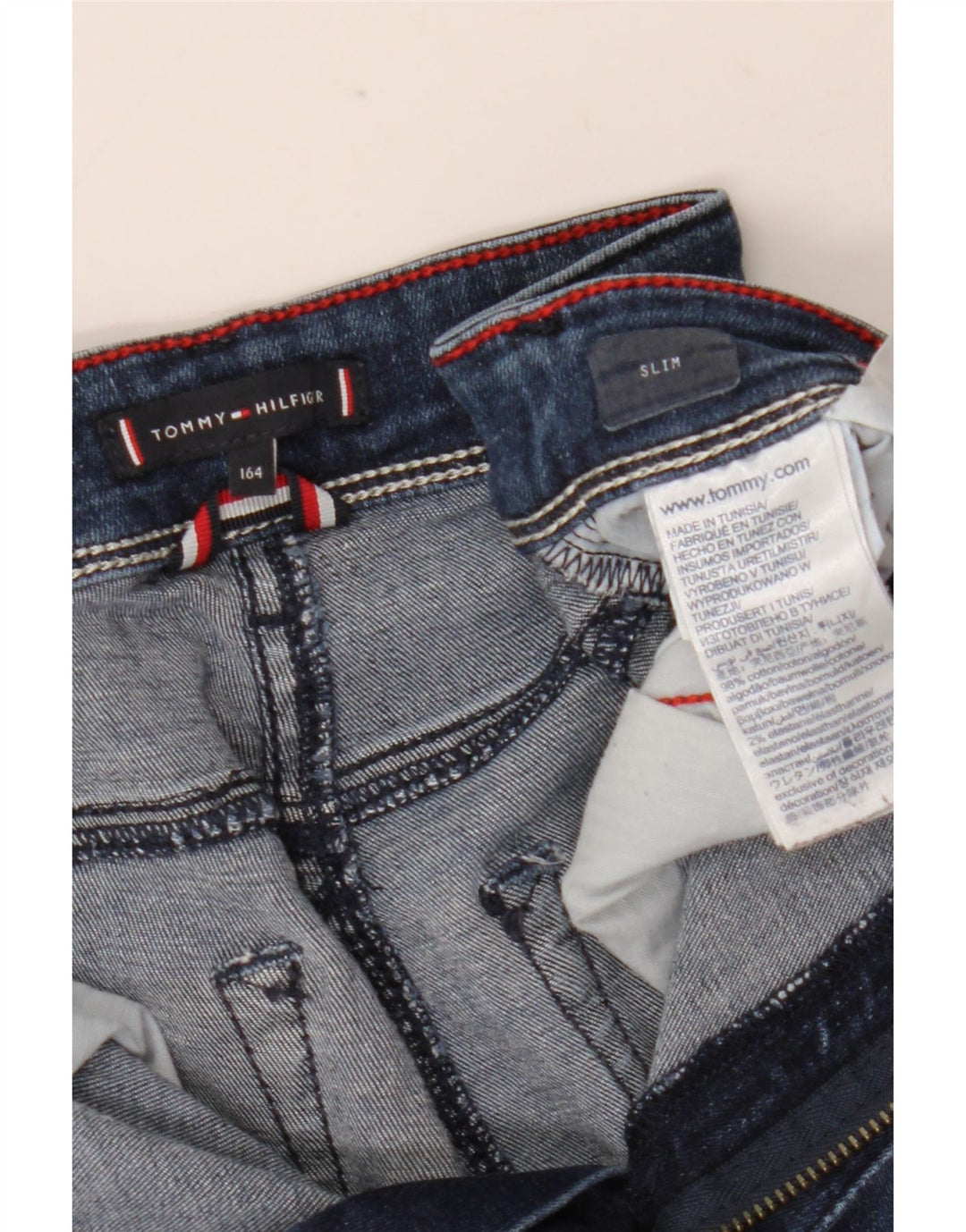 Blugi slim pentru baieti Tommy Hilfiger 13-14 ani bumbac bleumarin