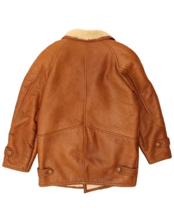 Jachetă vintage pentru bărbați din shearling UK 42 XL maro