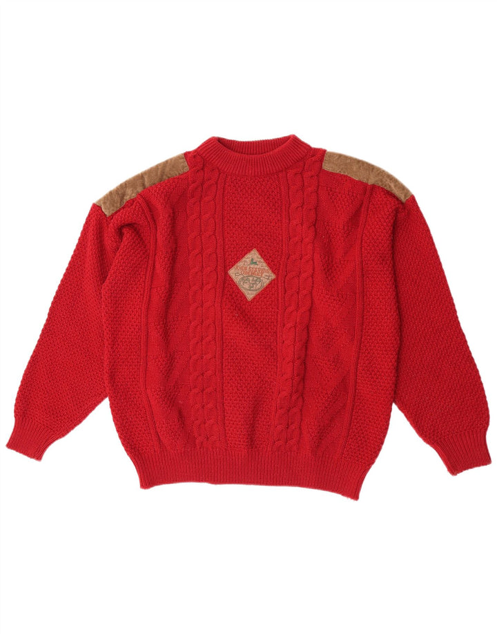 Pulover vintage pentru bărbați cu gât roșu XL