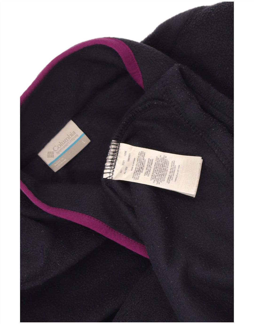 Pulover Columbia pentru femei, cu gât cu nasturi, fleece UK 16, mare, poliester bleumarin