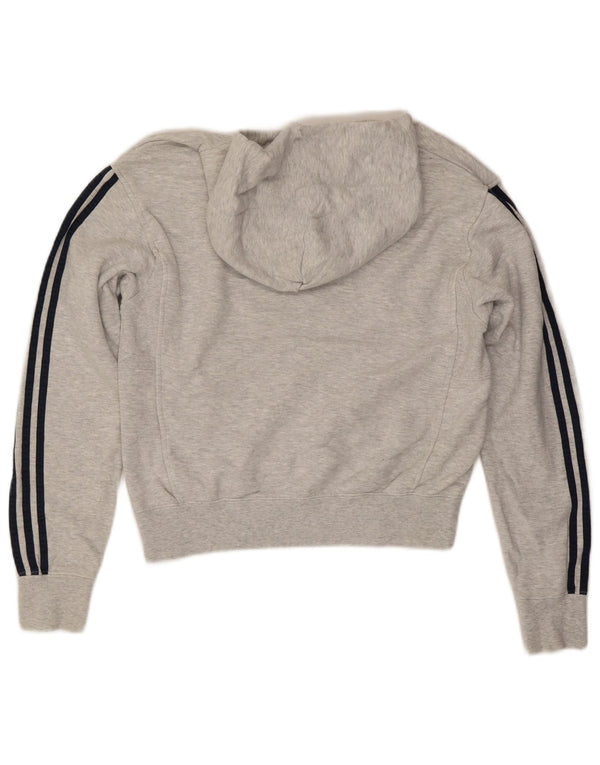 Jumper Adidas Crop Hoodie pentru femei UK 14 Medium Gri Bumbac