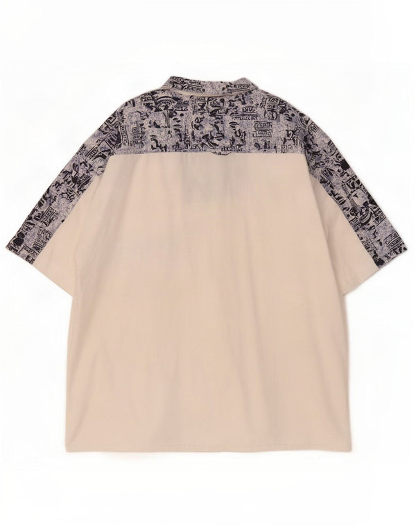 Cămașă vintage cu model abstract pentru bărbați, mărimea 43/44 XL alb