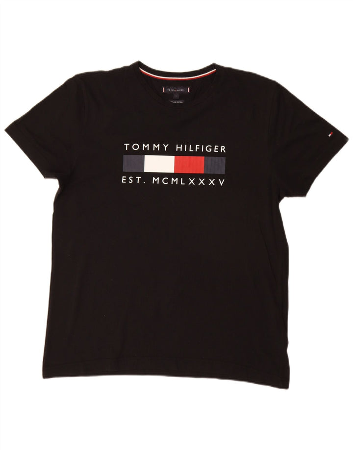 Tricou grafic Tommy Hilfiger pentru bărbați Top mare din bumbac negru