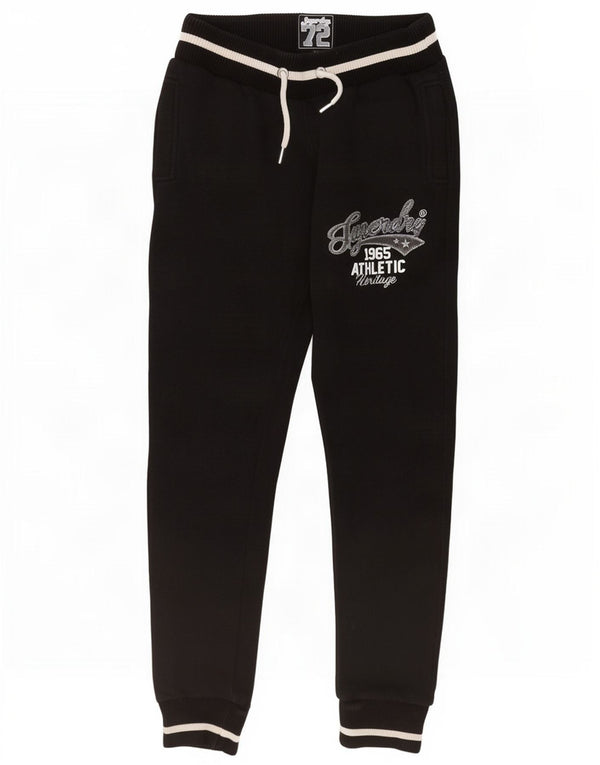 Superdry Pantaloni de trening grafic pentru femei Joggeri UK 8 Bumbac negru mic
