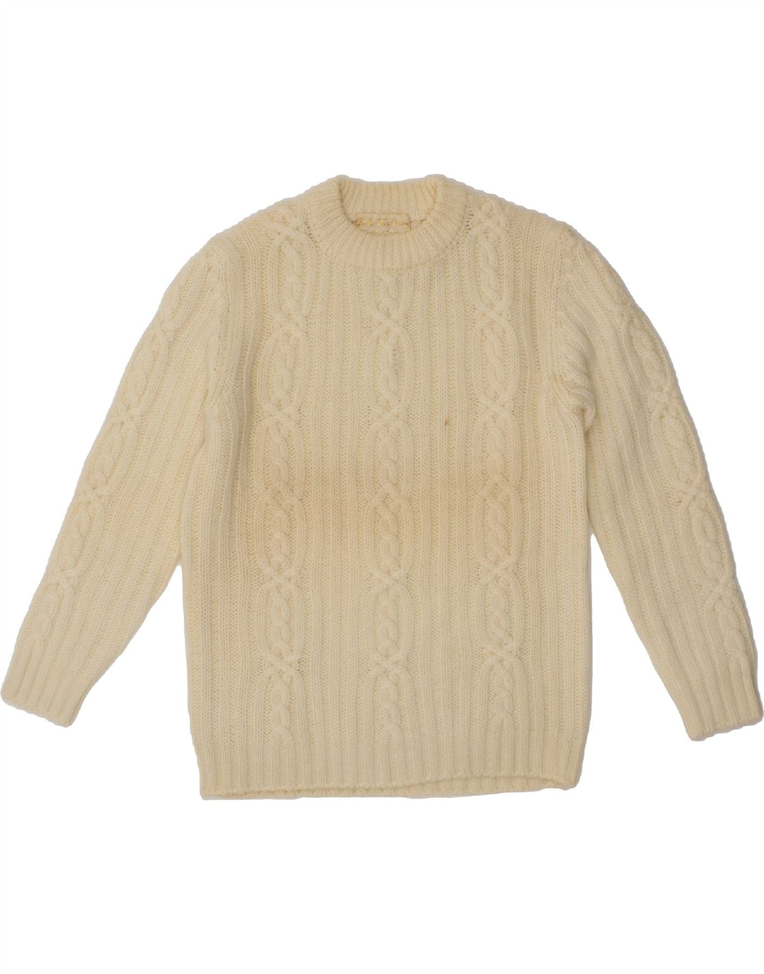 VINTAGE Womens Crew Neck Jumper Sweater IT 44 Medium Off White Wool Vintage Vintage and Second-Hand Vintage from Messina Hembry 