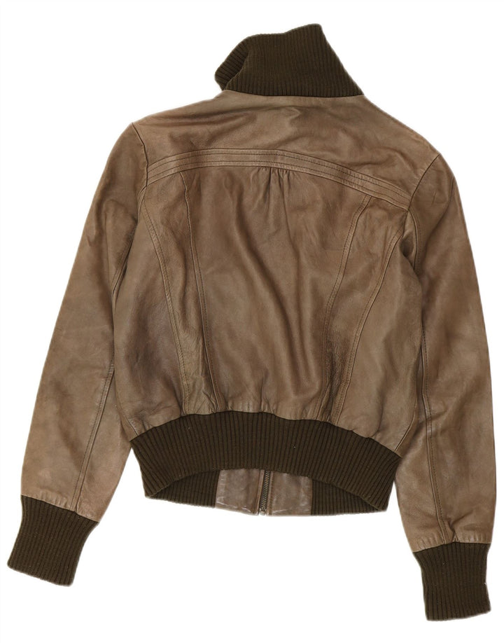 Jachetă de piele pentru femei Oasis UK 14 Medium Khaki Colorblock
