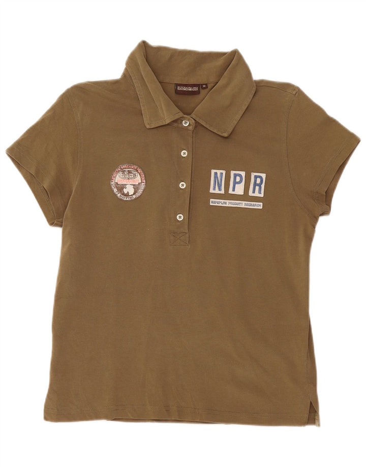 Tricou polo cu grafic NAPAPIJRI pentru femei UK 12 Medium Khaki