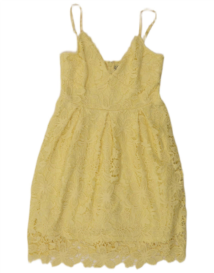 Rochie de soare din dantelă pentru femei Lipsy UK 14 Poliester Floral Galben Mediu
