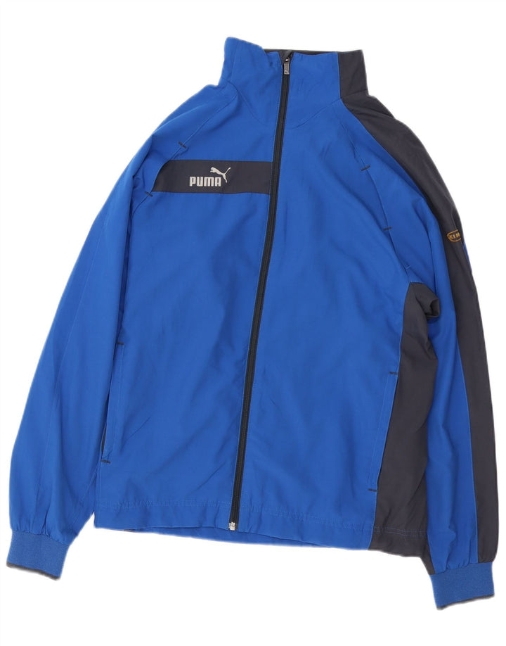 PUMA Mens Tracksuit Top Jacket  Small Blue Colourblock Polyester