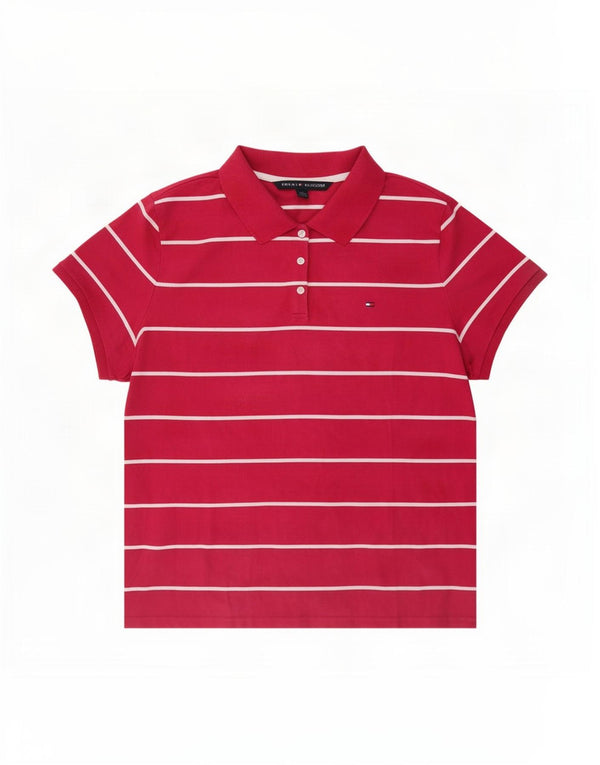 Tricou polo Tommy Hilfiger pentru femei UK 20 2XL bumbac cu dungi roșii