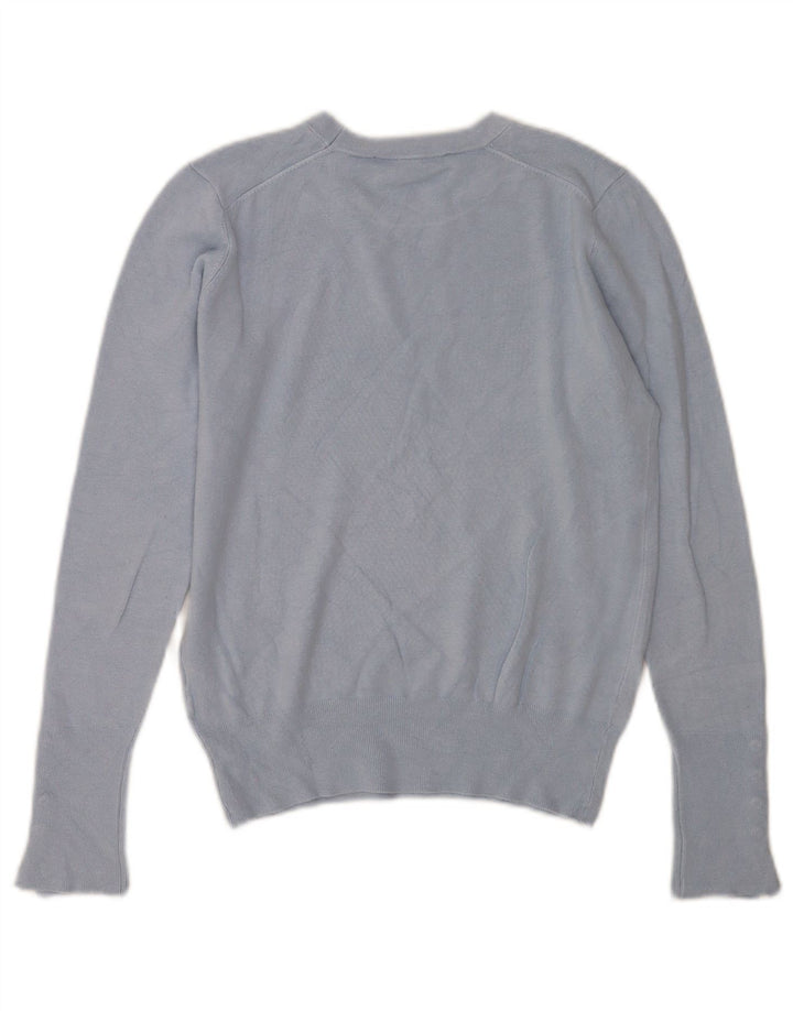 Pulover pentru damă Zara, cu decolteu triplu, UK 12, viscoză albastră medie