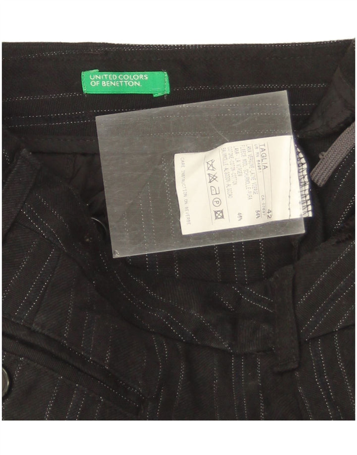 Fusta mini Benetton pentru femei IT 42 Medium W32 Lână virgină cu dungi negre