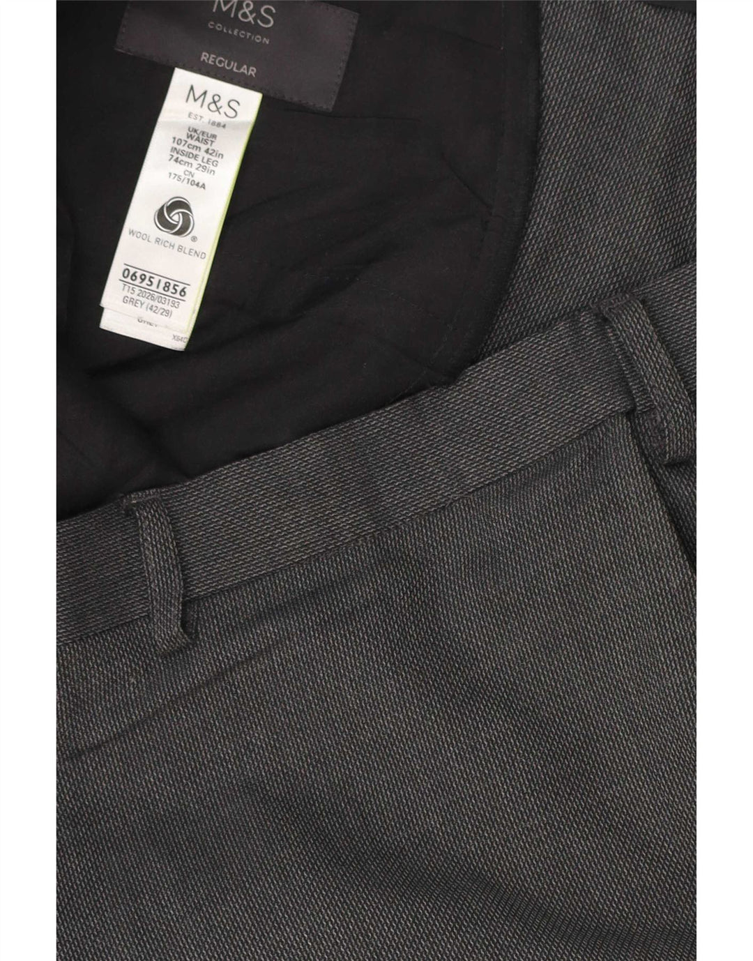 Pantaloni casual pentru bărbați Marks & Spencer, cu croiala normală, L42 L29, poliester gri