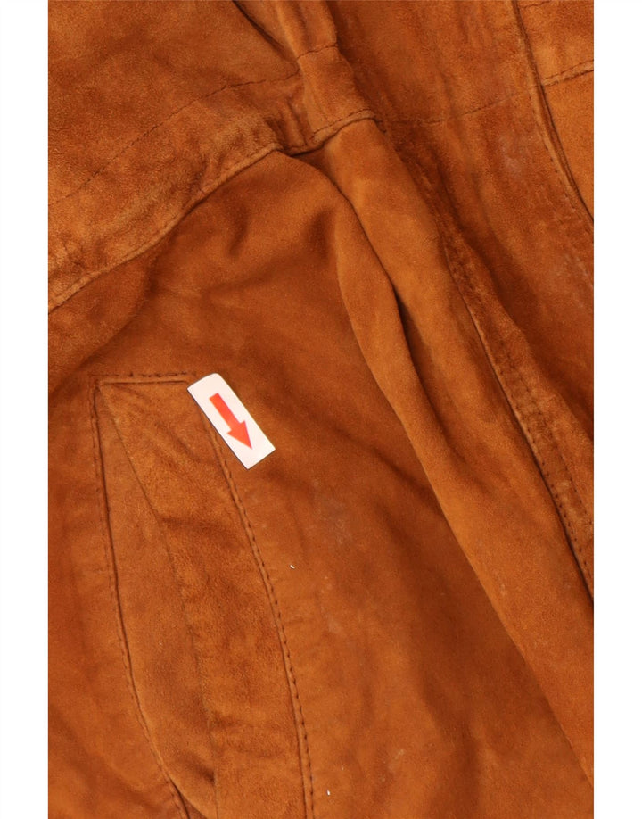 Pardesiu vintage pentru femei de piele intoarsa UK 16 mare maro