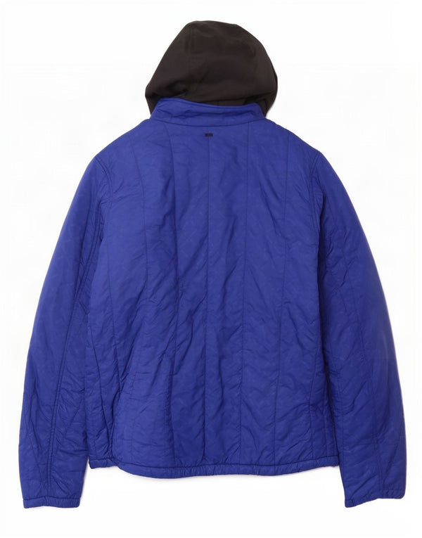 Jachetă căptușită cu glugă G-Star pentru femei UK 38 Medium Blue Geometric Nylon